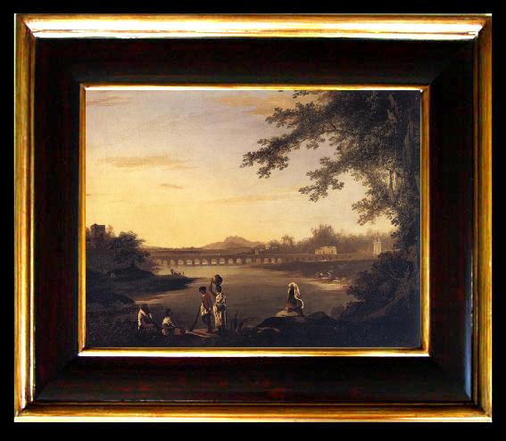 framed  unknow artist A View of Marmalong Bridge with a Sepoy and Natives in the Foreground, Ta091-2
